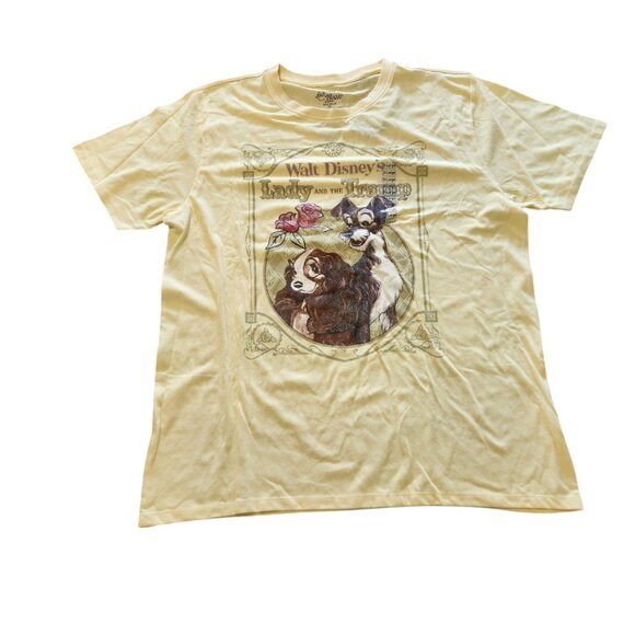 Disney Lady And The Tramp T-Shirt Yellow Graphic Print Unisex XL NEW NWT - Picture 1 of 10